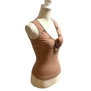 VS Decorated Studded Ribbed Cotton Tank Top